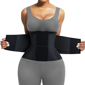 FeelinGirl Workout Waist Trainer Underbust Corsets Cincher Belt Hourglass Corset Body Shaper for Women Black L
