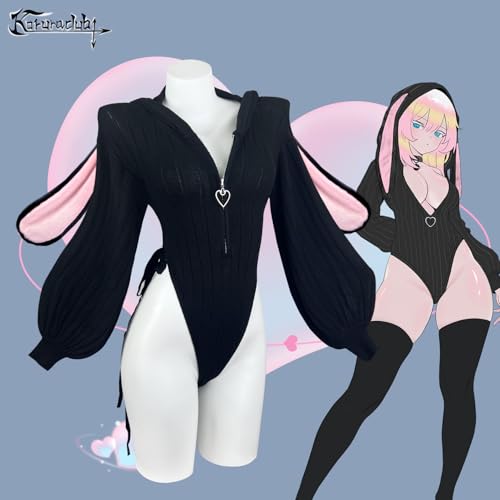 KORURACLUB Cosplay Sexy Bunny Outfit Cosplay lingerie for women Animal Costumes Bunny Bodysuit (Black,XS-M) - Imagen 2