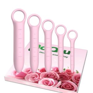 QoQiu Silicone Dilators for Pelvic Floor for Women with Fine Scales, 5-Pack Pink with Storage Bag, Pelvic Wand Massager, Pelvic Floor Muscle Trainer, Pelvic Floor Strengthening Device