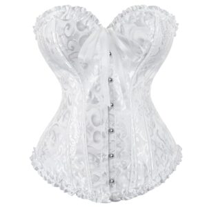 Zhitunemi Renaissance Corset Tops for Women: White Corsets Plus Size Halloween Costumes - Ren Faire for Renaissance Festival White Small