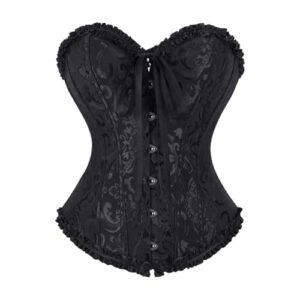 frawirshau Corset Tops for Women: Renaissance Black Corset - Adjustable Floral Halloween Costumes for Cosplay Enthusiast Aged 20-30 Size S