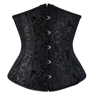 Zhitunemi Halloween Costumes Woman 2025: Black Underbust Corset Top for Women Pirate Costume - Corsets for Pirate Theme Party Waist Belt Large Black