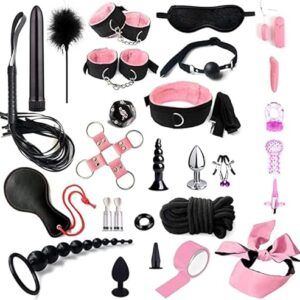 Sex Bondage BDSM Kit Restraints,Sex Toys with Hand Cuffs Ankle Cuff Bondage Collection BDSM Leather Bondage Sets Restraint Kits Adult Sex Product for Women and Couples Yoga Sweater A27r