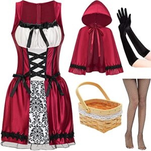 EBYTOP Halloween Costume for Women 2025 Adult Cape Basket Sexy Dress Accessories,S Red